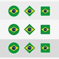 Brazil flag icons set, vector flag of Brazil Royalty Free Stock Photo