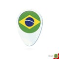 Brazil flag location map pin icon on white background Royalty Free Stock Photo