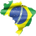 Brazil Flag on Map