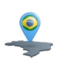 Brazil flag map pin on white Royalty Free Stock Photo