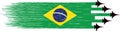 Brazil flag with military fighter jets isolated on png or transparent ,Symbols of Brazil,template for banner,card,advertising ,
