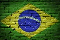 Brazil flag painted on brick wall Royalty Free Stock Photo