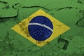 Brazil flag painted on the cracked grunge concrete wall Royalty Free Stock Photo