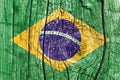 Brazil flag painted on an old, cracked wooden surface Royalty Free Stock Photo