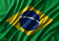 Brazil flag painting on high detail of wave cotton fabrics .