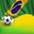 Brazil flag & soccer ball on grunge texture background, vector & illustration Royalty Free Stock Photo