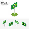 Brazil flag, vector set of 3D isometric icons Royalty Free Stock Photo