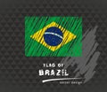 Brazil flag, vector sketch hand drawn illustration on dark grunge background Royalty Free Stock Photo