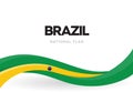 Brazil flag, wavy ribbon with colors of Brazilian national flag on white background for Independence Day or national Royalty Free Stock Photo