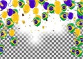 Brazil flags and Brazil balloons garland with confetti on white Royalty Free Stock Photo