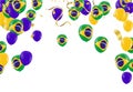 Brazil flags and Brazil balloons garland with confetti on white Royalty Free Stock Photo