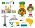 Brazil Flat Icon Set Travel and tourism concept.
