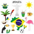 Brazil Flat Icon Set Travel and tourism concept. Vector illustration