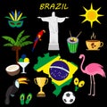 Brazil Flat Icon Set Travel and tourism concept. Vector illustration