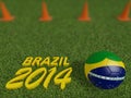Brazil 2014 on football or soccer field ,3d
