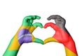 Brazil Germany Heart, Hand gesture making heart Royalty Free Stock Photo