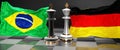 Brazil Germany summit, fight or a stand off between those two countries that aims at solving political issues, symbolized by a Royalty Free Stock Photo