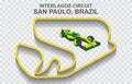 Brazil grand prix race track for Formula 1 or F1. Detailed racetrack or national circuit