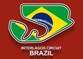 Brazil grand prix race track for Formula 1 or F1 with flag. Detailed racetrack or national circuit Royalty Free Stock Photo