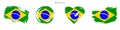 Brazil hand drawn grunge style flag icon set. Free brush stroke flat vector illustration isolated on white Royalty Free Stock Photo