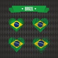 Brazil heart with flag inside. Grunge vector graphic symbols