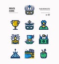 Brazil icon set 2. Include carnival, mask, football, Brazil landmark and more. Royalty Free Stock Photo