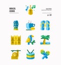 Brazil icon set 3. Include music, animal, landmark, coffee and more. Royalty Free Stock Photo