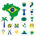 Brazil icons with map and flag