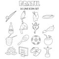 Brazil icons set, outline style Royalty Free Stock Photo