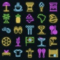 Brazil icons set vector neon Royalty Free Stock Photo