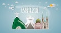 Brazil Landmark Global Travel And Journey paper background. Vector Design Template.used for your Royalty Free Stock Photo