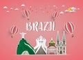 Brazil Landmark Global Travel And Journey paper background. Vector Design Template.used for your Royalty Free Stock Photo