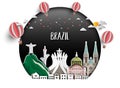 Brazil Landmark Global Travel And Journey paper background. Vector Design Template.used for your advertisement, book, banner, Royalty Free Stock Photo