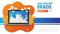 Brazil Landmark Global Travel And Journey paper background. Vector Design Template.used for your advertisement, book, banner, Royalty Free Stock Photo