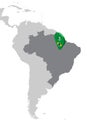 Brazil Location Map on map South America. 3d Brazil flag map marker location pin. High quality map of Brazil. Royalty Free Stock Photo