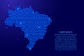 Brazil map abstract schematic from blue triangles repeating pattern geometric background with nodes and space stars for banner,