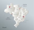 Brazil map, administrative division with names, blue white card paper 3D Royalty Free Stock Photo