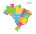 Brazil map, administrative division, separated individual regions with names, color map isolated on white background Royalty Free Stock Photo