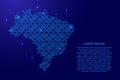 Brazil map country abstract silhouette from blue space gears dr Royalty Free Stock Photo