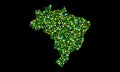 Brazil map made with ecological symbols on dark background