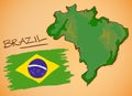 Brazil Map and National Flag Vector