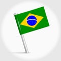 Brazil map pin flag. 3D realistic vector illustration Royalty Free Stock Photo