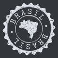 Brazil Map Seal. Silhouette Postal Passport Stamp. Round Vector Icon Postmark.