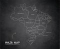 Brazil map, separates states with names, design card blackboard chalkboard Royalty Free Stock Photo