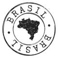 Brazil Map Silhouette. Postal Passport Stamp Round Vector Icon Seal badge Illustration Mail.