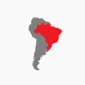 Brazil map south america red vektor Royalty Free Stock Photo