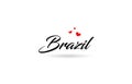 Brazil name country word with three red love heart. Creative typography logo icon design Royalty Free Stock Photo