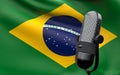Brazil flag with microphone 3d rendering image