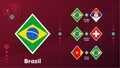 Brazil national team Schedule matches in the final stage at the 2022 Football World Championship. Vector illustration of world