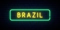 Brazil neon sign. Bright light signboard.